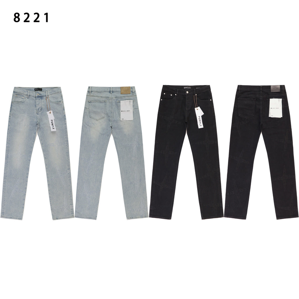 Purple Brand Star Embroidery Skinny Denim Jeans Unisex