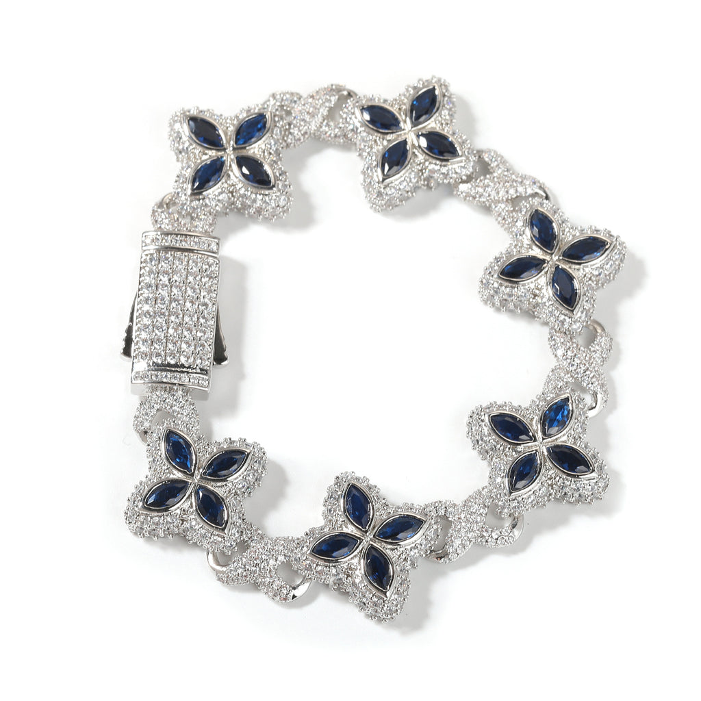 Iced Out Four Leaf Clover 5A Color Zircon Hip Hop Bracelet For