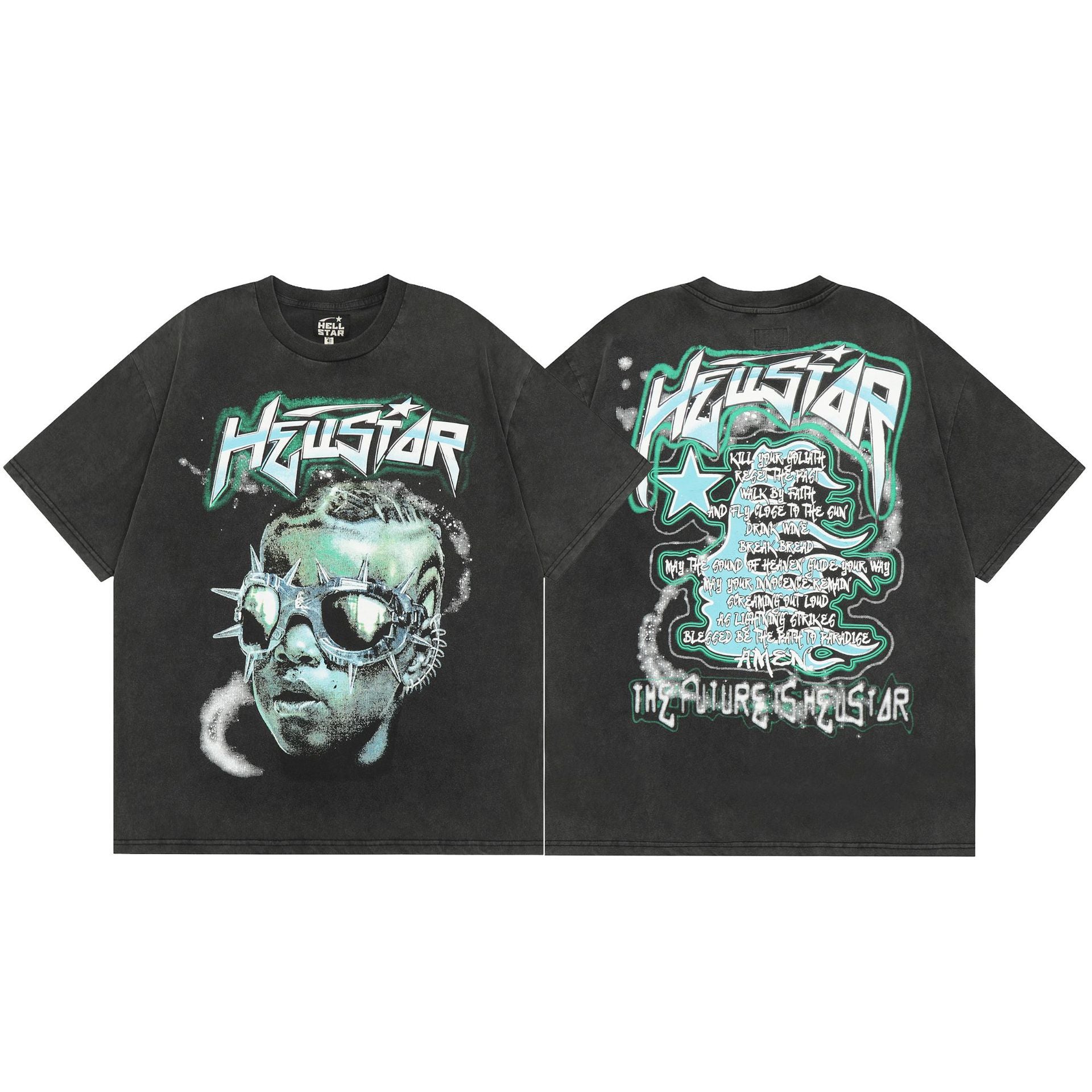 Hellstar Multi‑Graphic Print Crew Neck Short Sleeve Tee Unisex