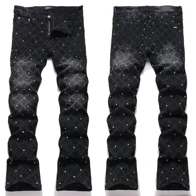 Purple Brand Men Stretch Skinny Ripped Printed Embroidered Denim Jeans