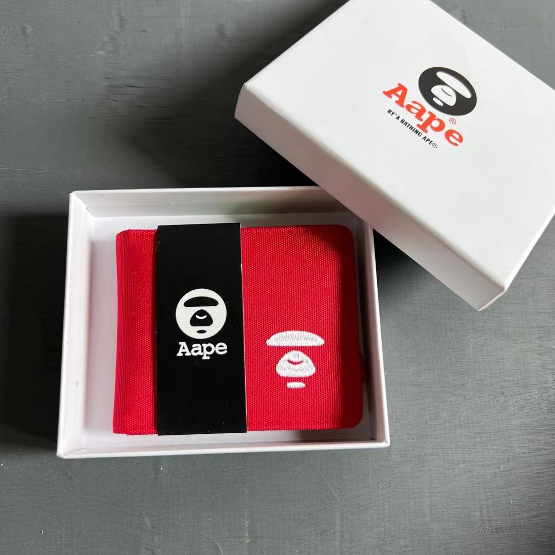 AAPE Embroidered Logo Bifold Wallet Multi Color Canvas Card
