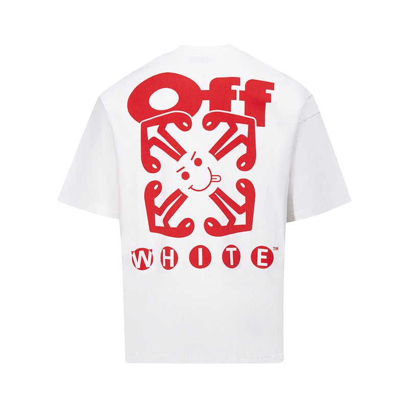 Tape Arrow Graphic Print Streetwear Crew Neck Short Sleeve T Shirt