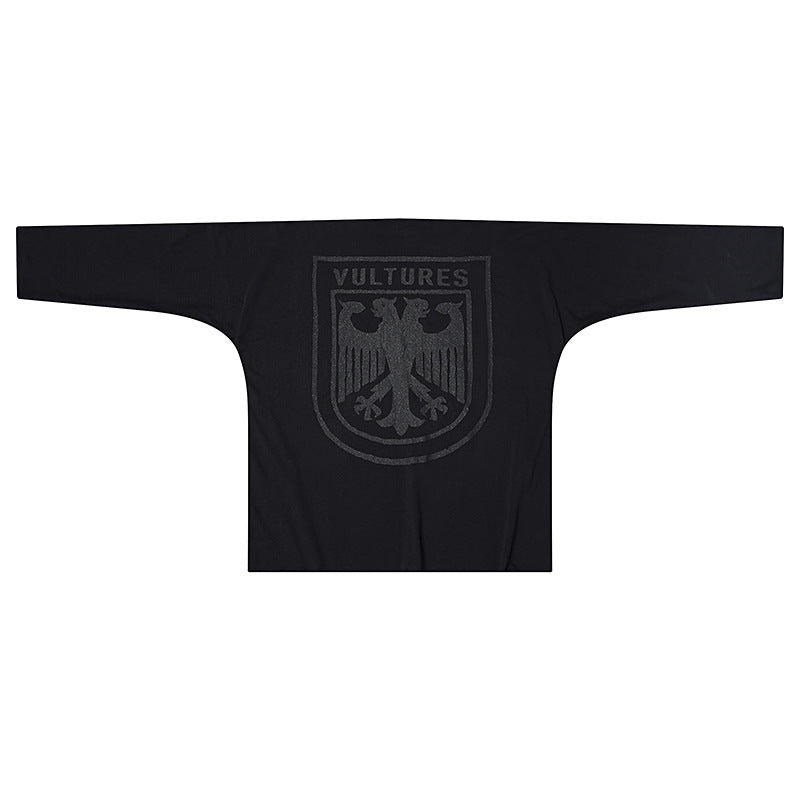 Vulture Eagle Crest Graphic Streetwear Oversized Batwing Long Sleeve T Shirt