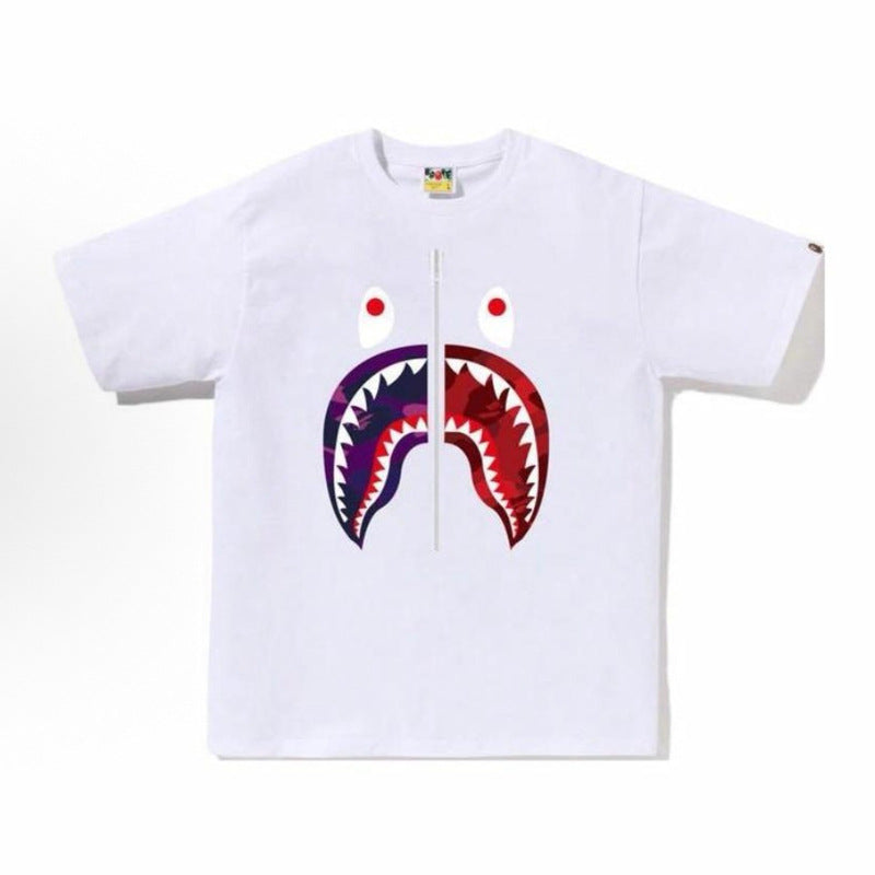 BAPE Ape Head Shark Print Unisex Casual T-Shirt