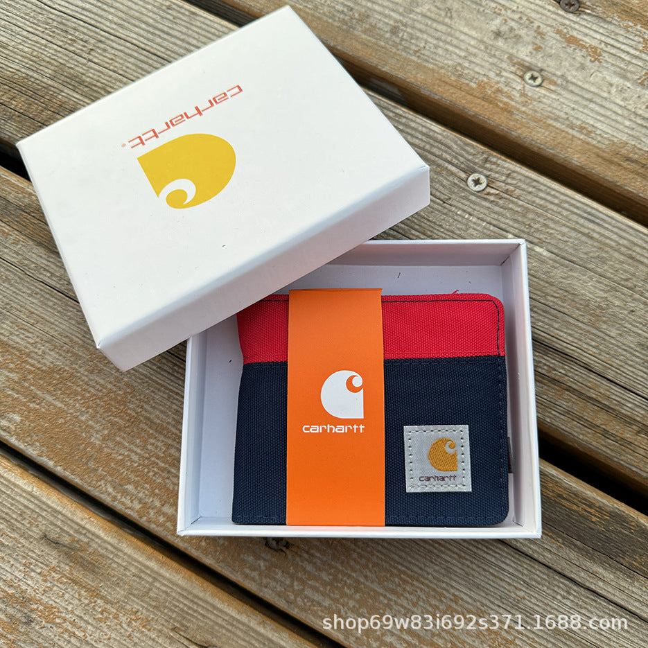 Carhartt Patch Logo Bifold Wallet Canvas Corduroy Paisley Card Holder