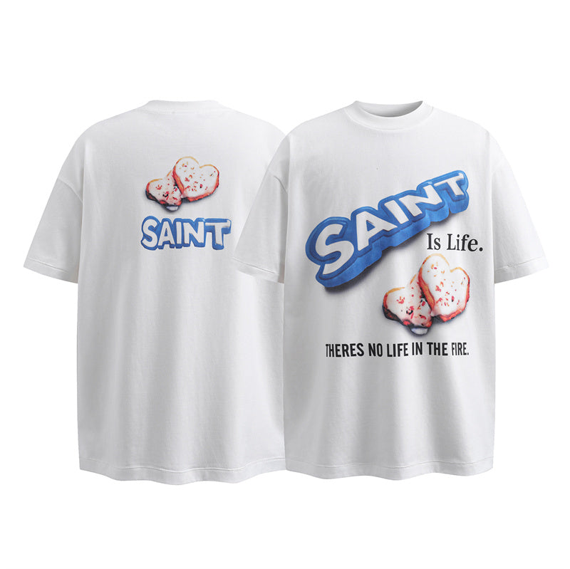 Saint Michael Vintage Washed Distressed Hole Loose Streetwear T-Shirt