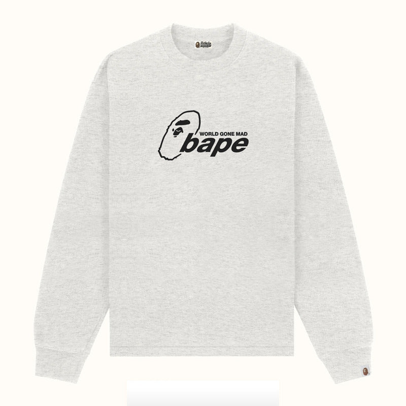 Bape Multi‑Ape‑Head Graphic Oversized Long Sleeve Tee Streetwear