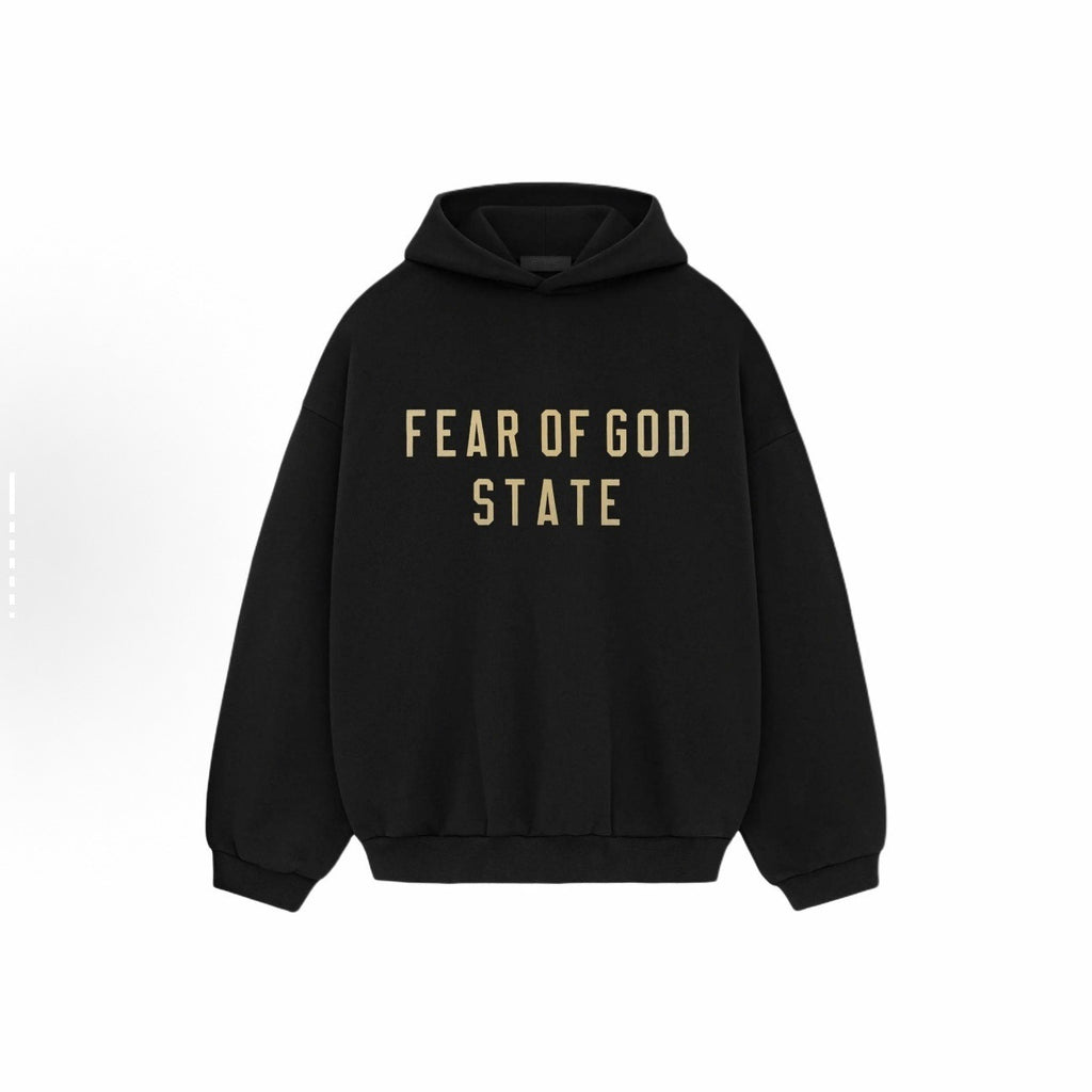 Fleece Lined Arch Letter Streetwear Print Pullover Hoodie