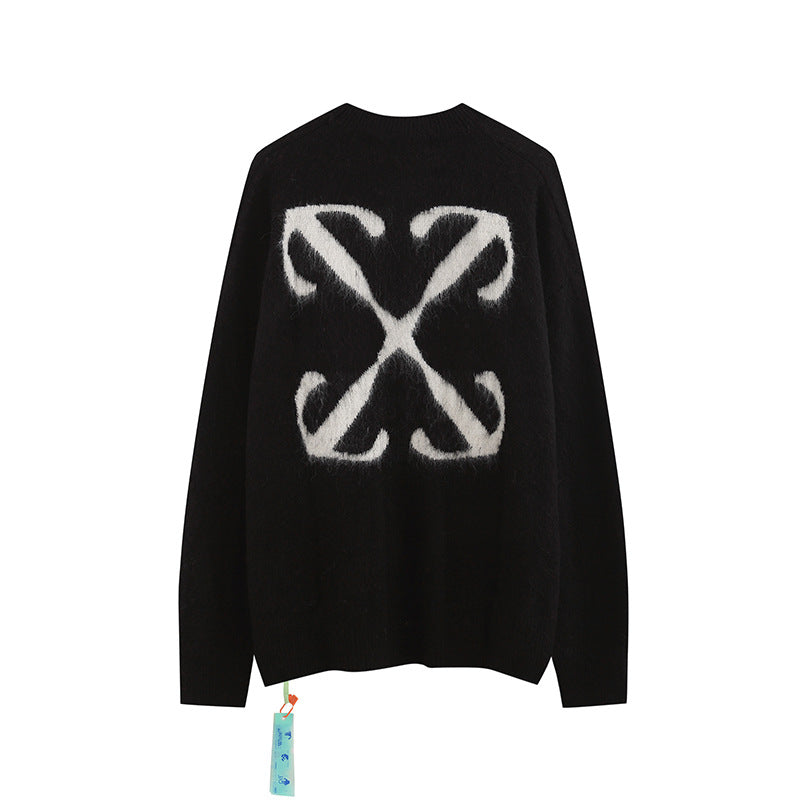 Off-White Arrow Mohair Sweater Gradient Fluffy Knit Pullover & Hoodie