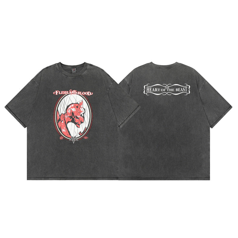 Saint Michael Vintage Washed Distressed Hole Loose Streetwear T-Shirt