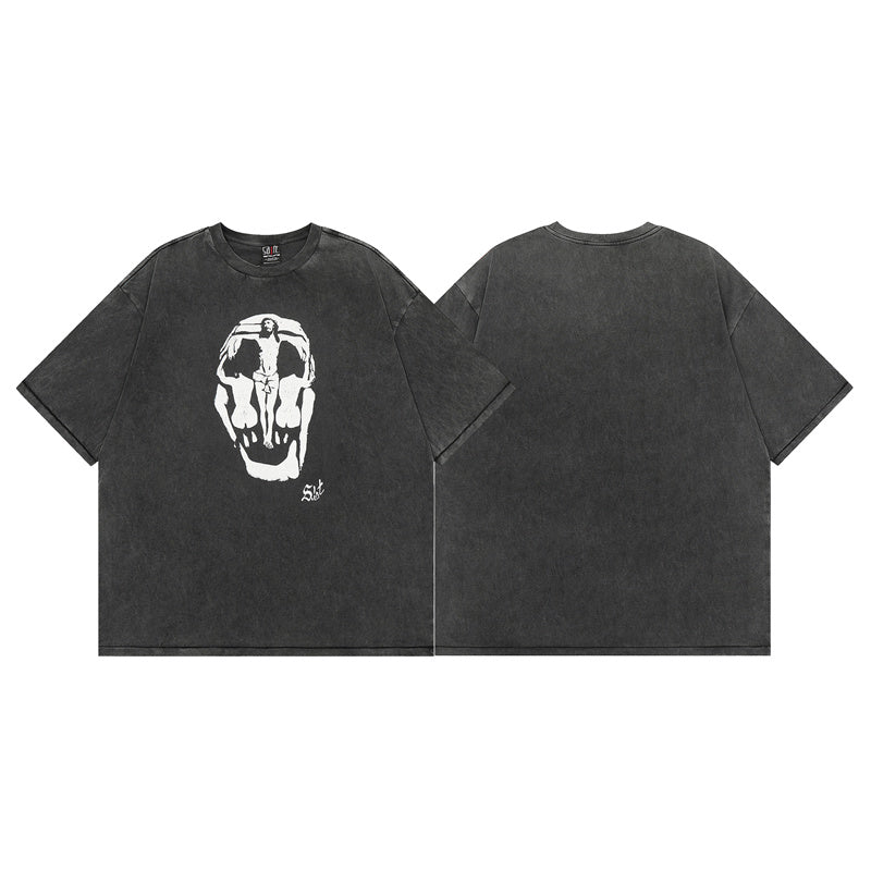 Saint Michael Vintage Washed Distressed Hole Loose Streetwear T-Shirt