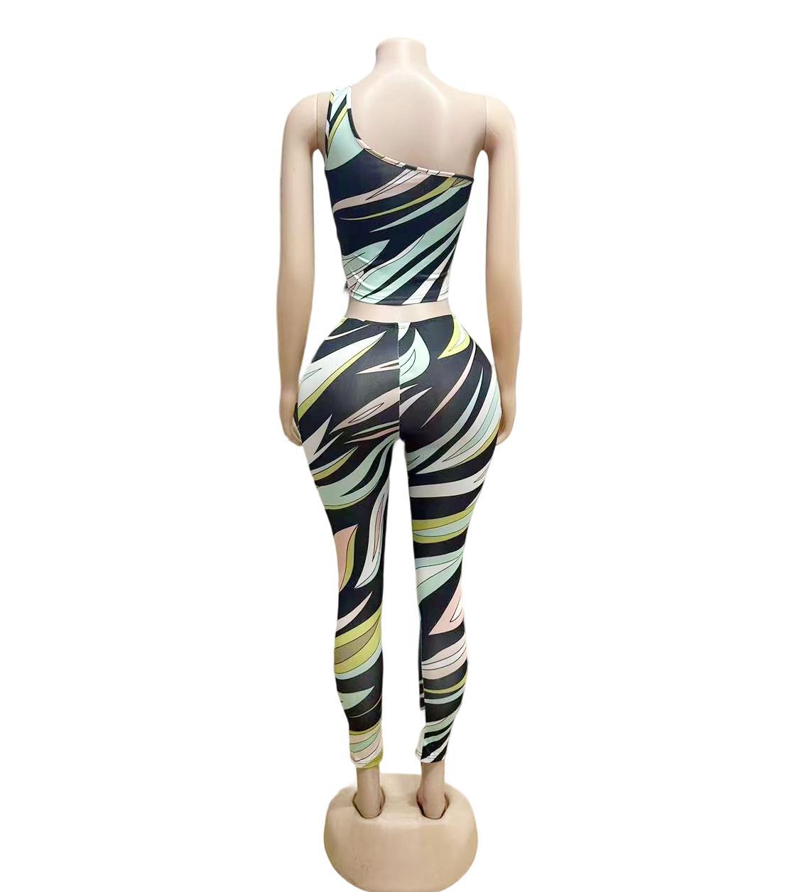 Emilio Pucci Swirl Print One Shoulder 2 Piece Pants Set Women