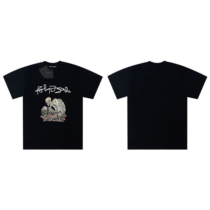 Palm Angels Graphic Print Tee Loose Crew Neck Streetwear T-Shirt