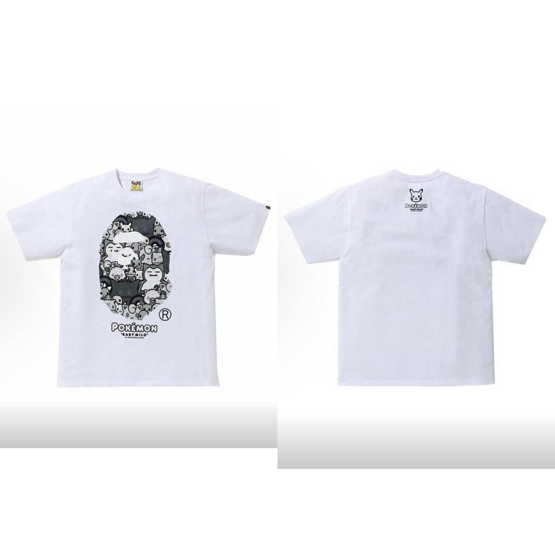BAPE Ape Head Camo Shark Print Crew Neck Short Sleeve T‑Shirt Unisex