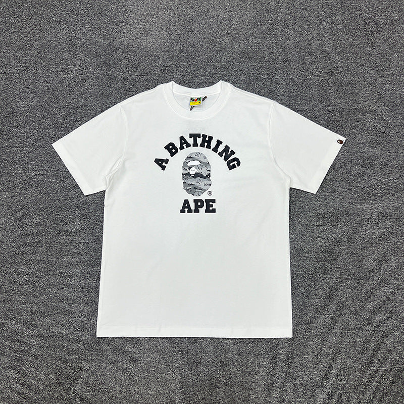 Bape Shark Camo Zip Graphic Oversized Tee Streetwear Unisex