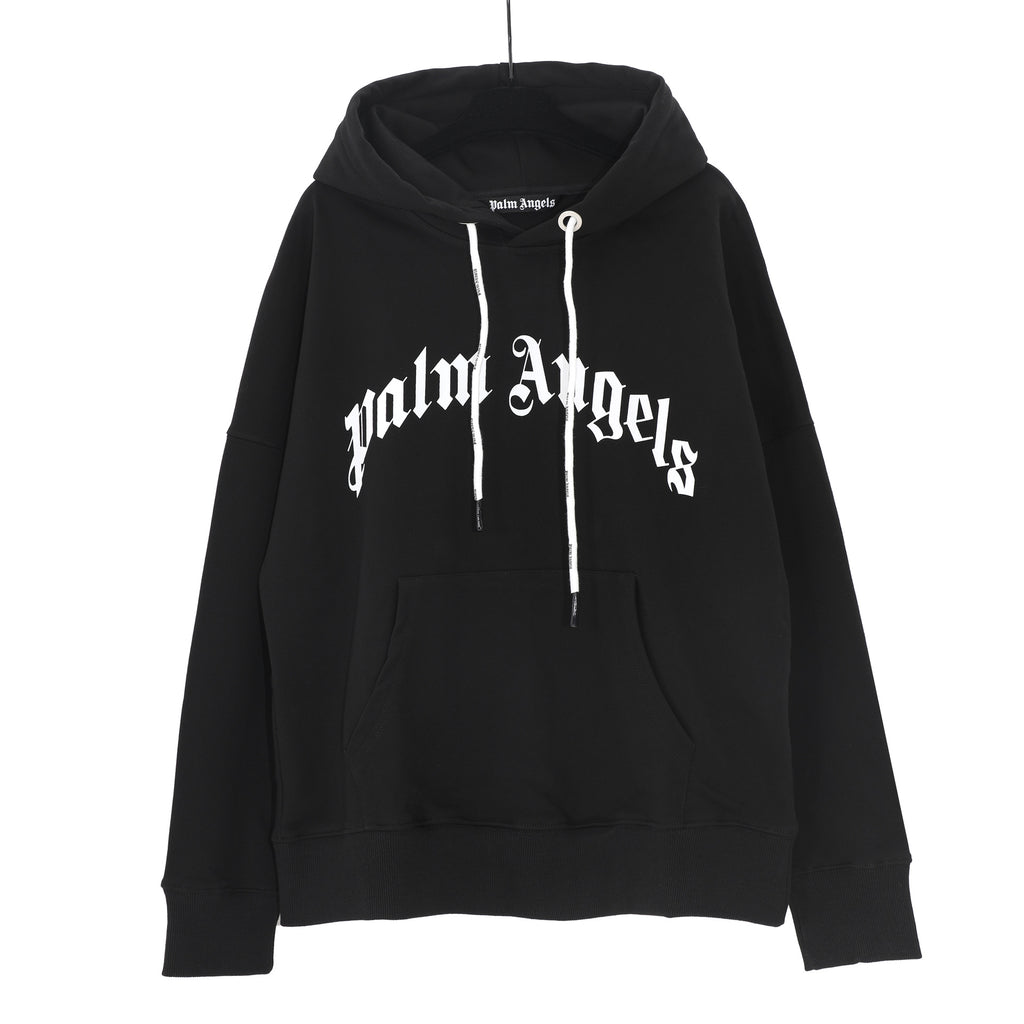 Palm Angels Logo Print Casual Unisex Pullover Hoodie