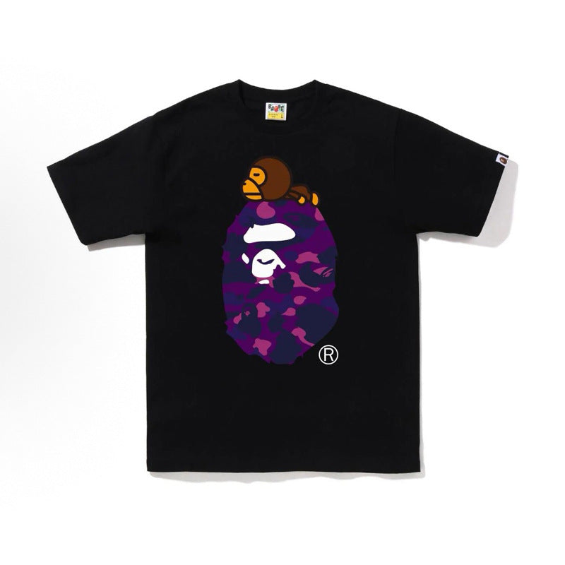 BAPE Ape Head Shark Print Loose Casual Unisex Short Sleeve T-Shirt