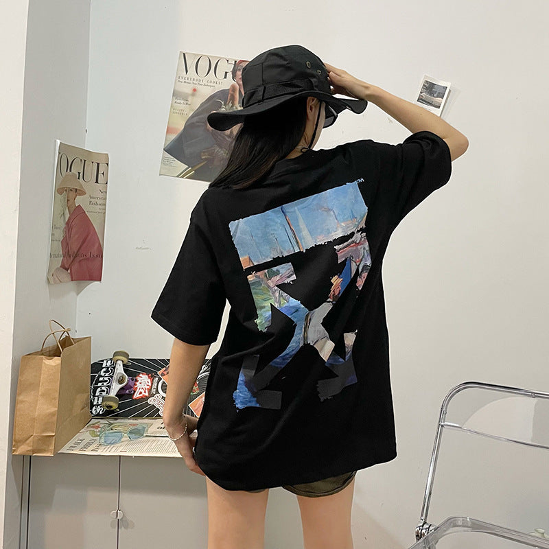 Off‑White Melt Arrow Gradient Splash Ink Crew Neck T‑Shirt Unisex