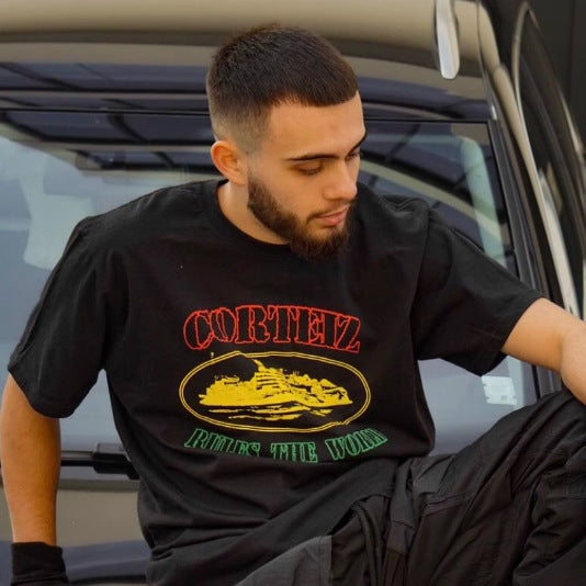 Corteiz CRTZ Y2K Classic Ship Logo Oversized Vintage Baumwoll-T-Shirt