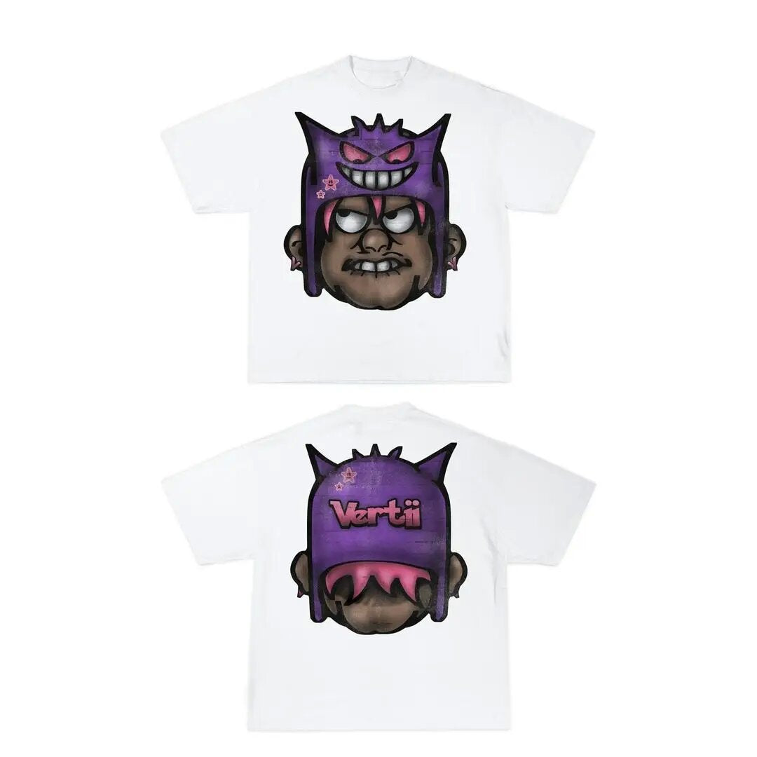Y2K Vintage Cartoon Grafik Unisex Oversized Streetwear Baumwoll-T-Shirt