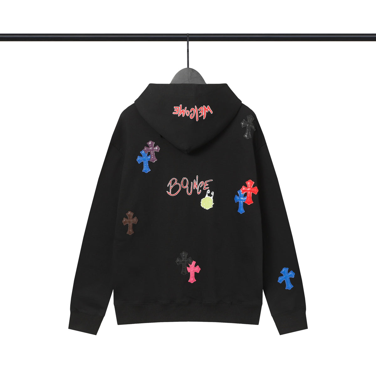 Chrome Hearts Multi‑Cross Sanskrit Graphic Oversized Hoodie Streetwear