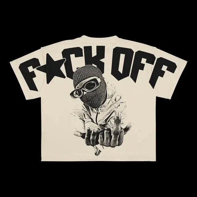 Y2K Punk Gothic Skimaske Grafik Unisex Oversized Streetwear T-Shirt