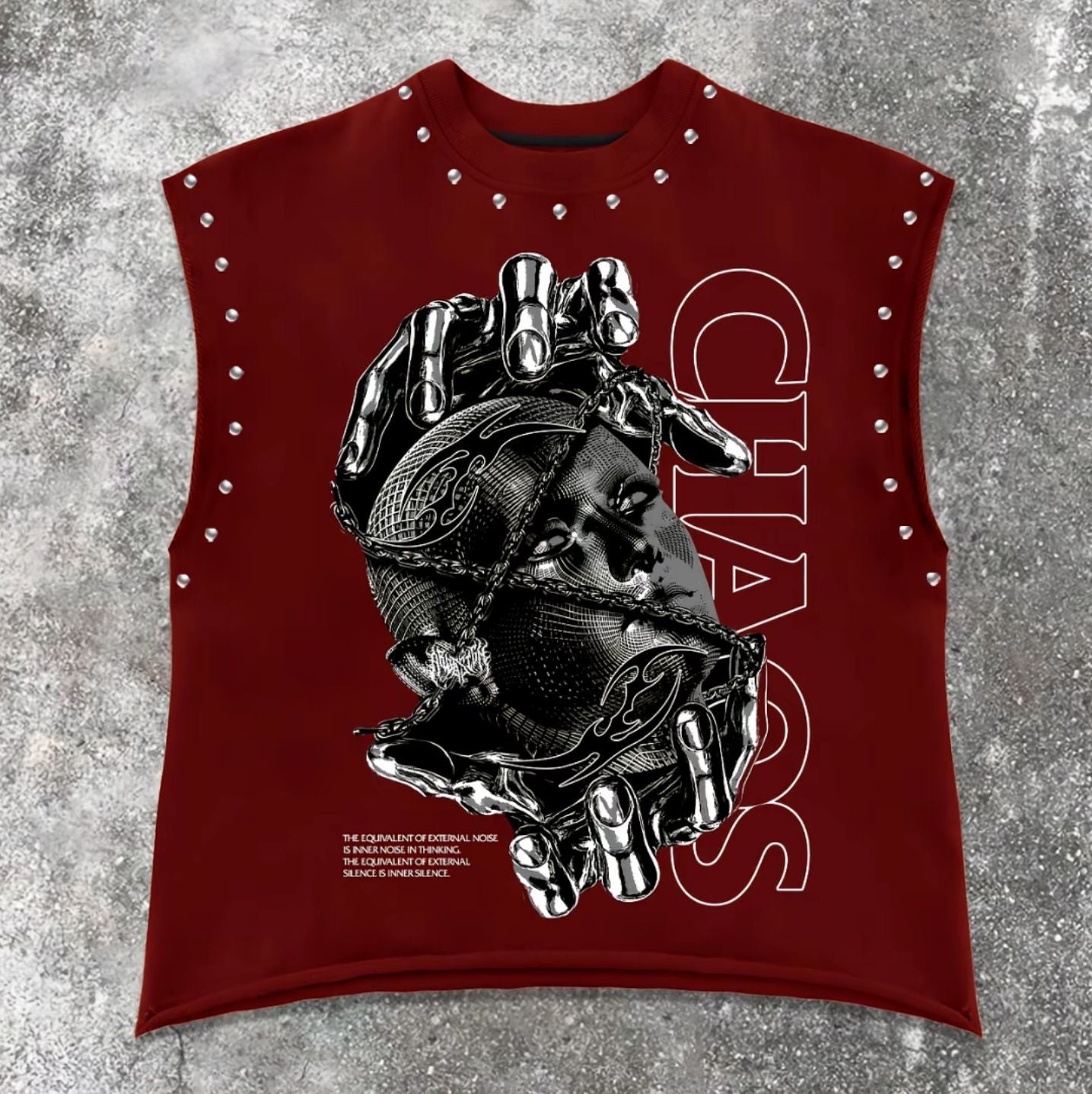 Vintage Letter Number Graphic Rivet Sleeveless Loose Vest Top Women