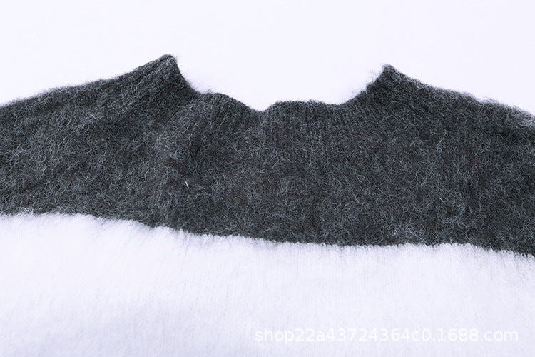 Off-White Grey Gradient Sweater Brushed Mohair Arrows-Intarsia Jumper