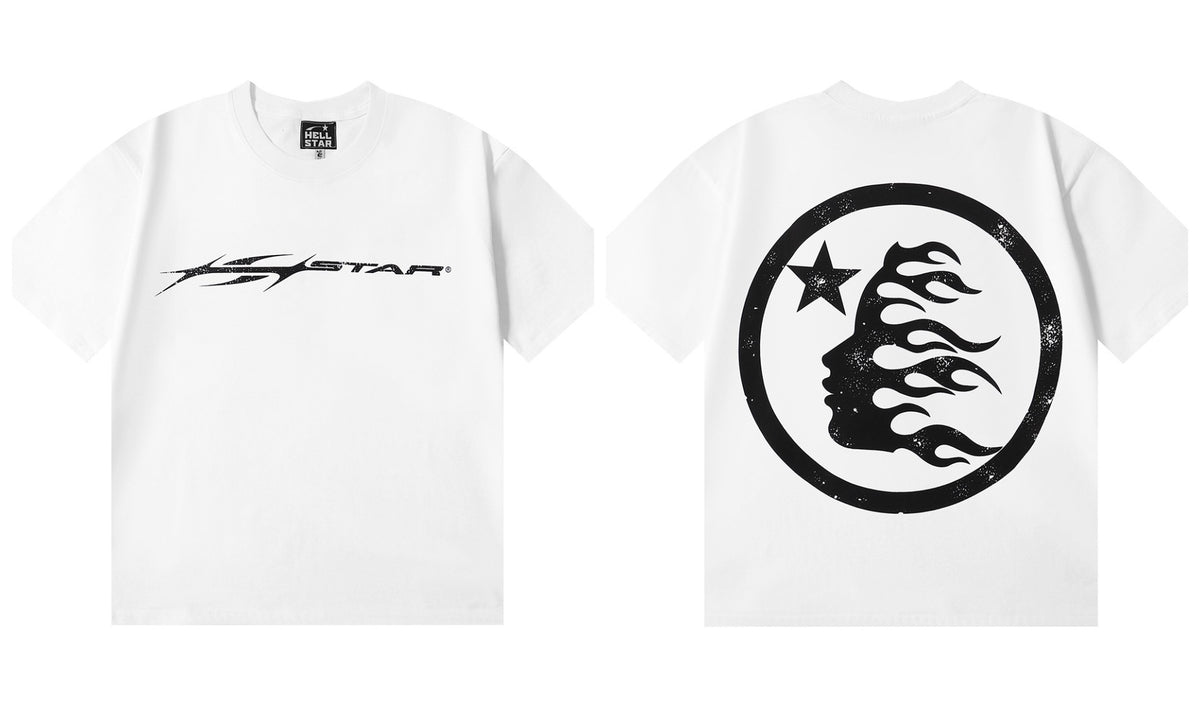 Hellstar Series Vintage Graphic Print Loose Unisex Streetwear T-Shirt