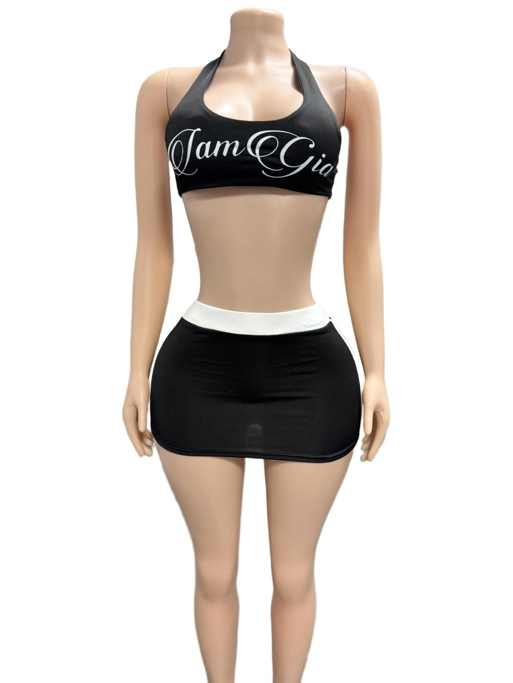 I.AM.GIA Letter Print Halter Top Skort 2 Piece Set Women