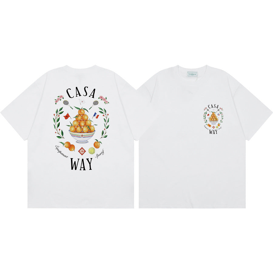 2026 New Casablanca Logo Print Loose Fit Unisex Short Sleeve T-Shirt