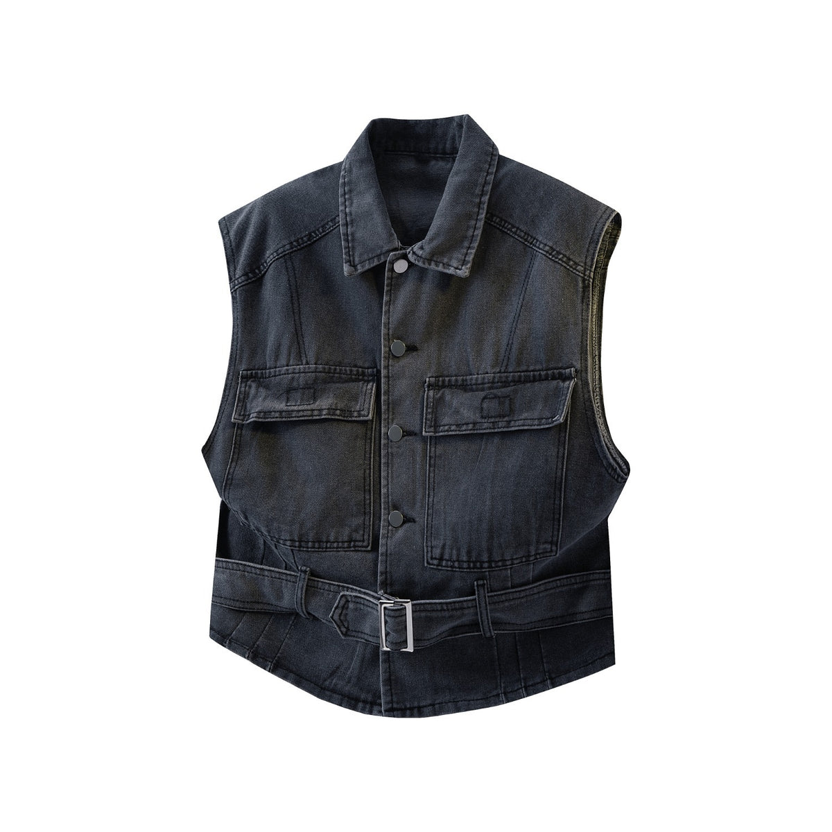 Y2K Vintage Washed Spliced Denim Zip‑Up Jacket Streetwear Unisex