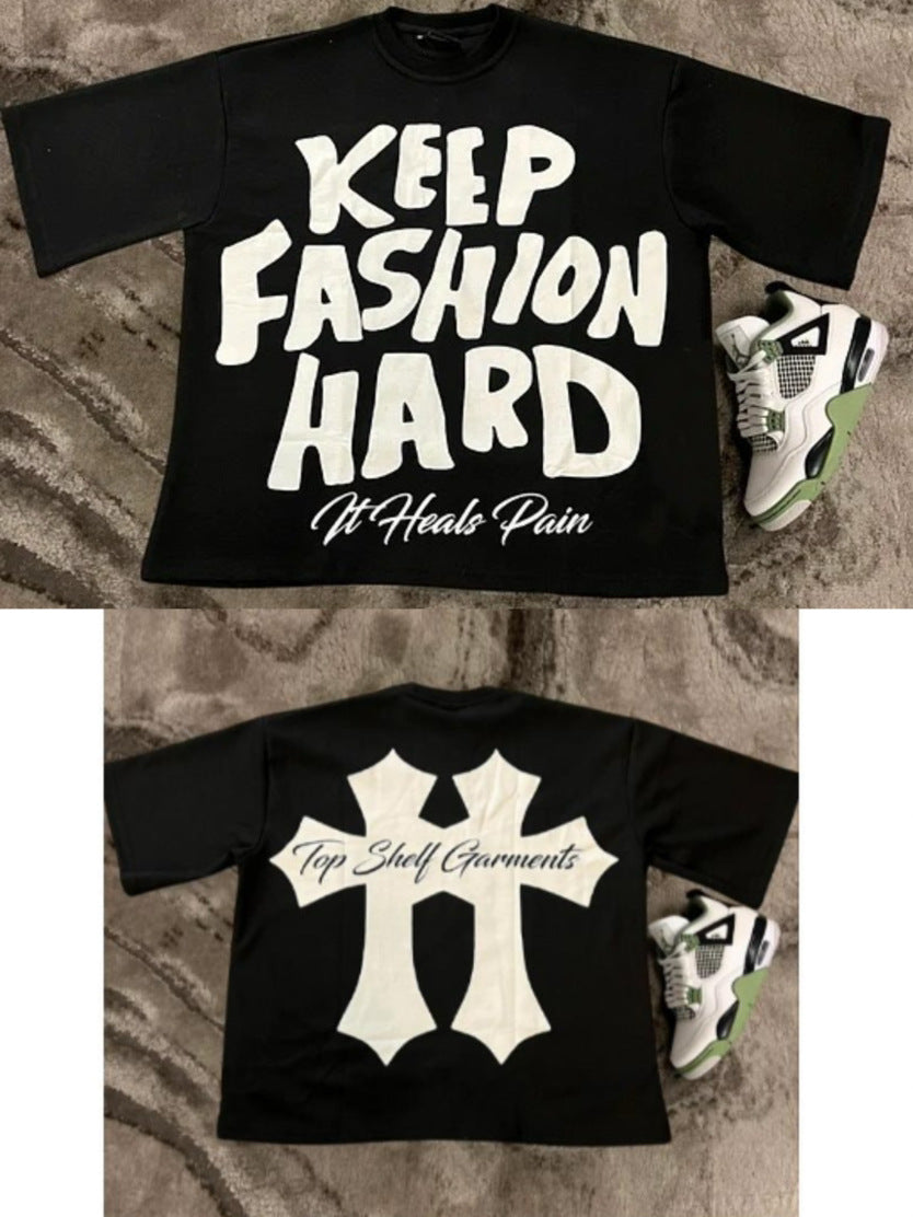 Streetwear-Shirt im Gothic-Stil von Saint Michael mit Grafik – Unisex Oversized Baumwoll-T-Shirt