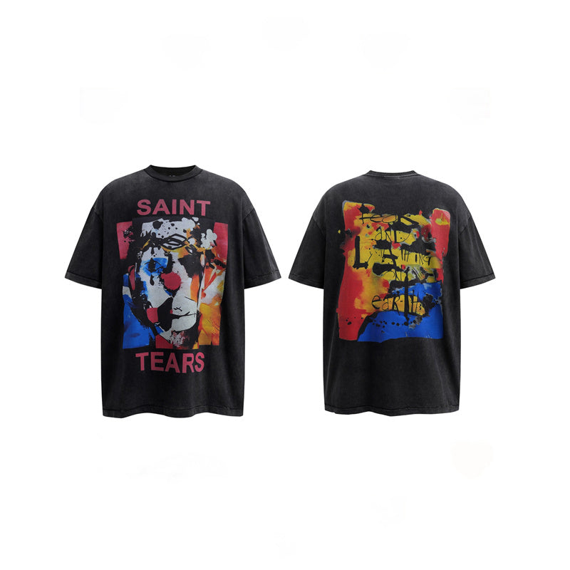 Saint Michael Vintage Washed Distressed Hole Loose Streetwear T-Shirt