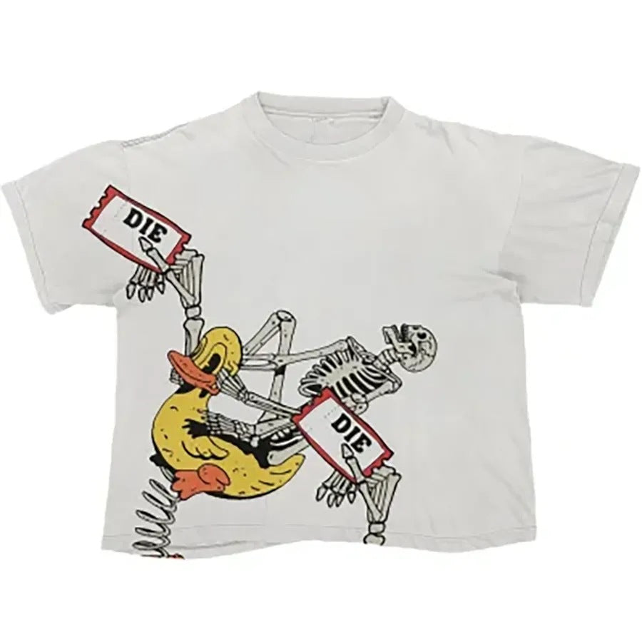 Revealmyfear Y2K Double Sided Cartoon Oversized Vintage Baumwoll-T-Shirt