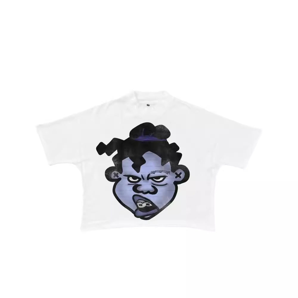 Madhand Style Y2K Black Cartoon Graphic Unisex Oversized Streetwear Cotton Tee