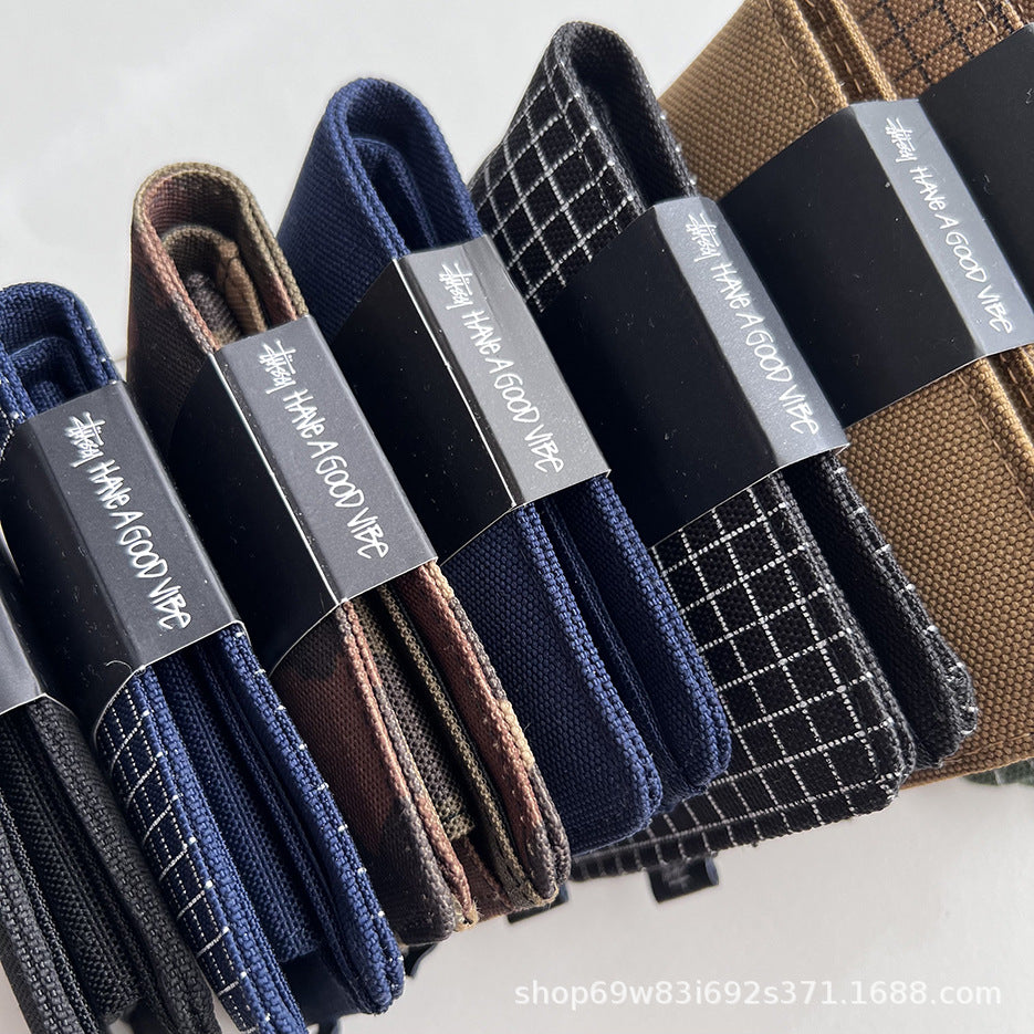 Stussy Canvas Bifold Wallet Multi Pattern Card Holder Coin Purse