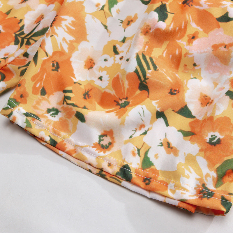 Couple Hawaiian Floral Set Loose 5 Inch Shorts T3664-T3699