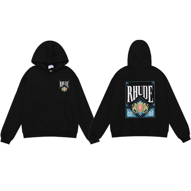 Rhude Cartoon Letter Hoodie Streetwear Cotton Pullover Sweatshirt
