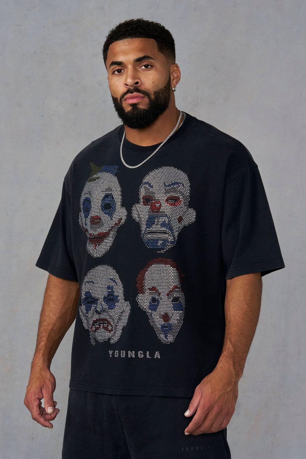 YOUNGLA 4257 Batman Rhinestone Tees