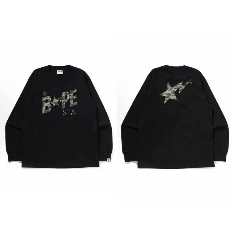 Bape Baby Milo Camo Ape Head Graphic Oversized Long Sleeve Tee Street