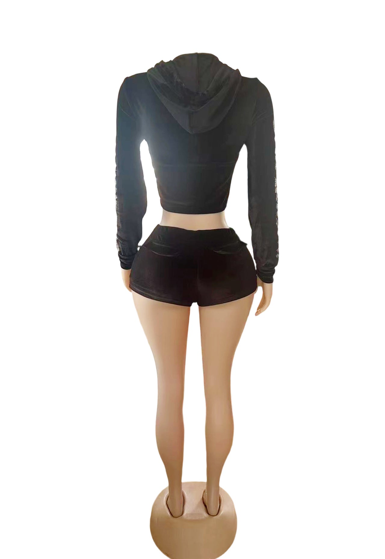 True Religion Rhinestone Zip Crop Jacket Short 2 Piece Set