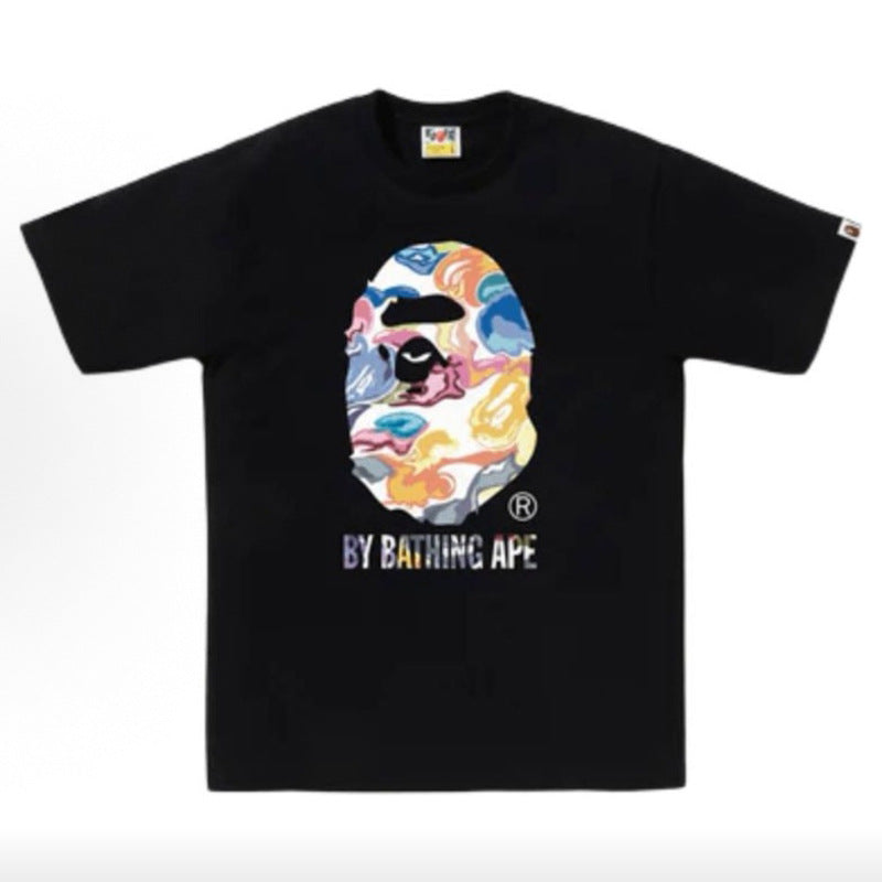 BAPE Ape Head Camo Shark Print Crew Neck Short Sleeve T‑Shirt Unisex