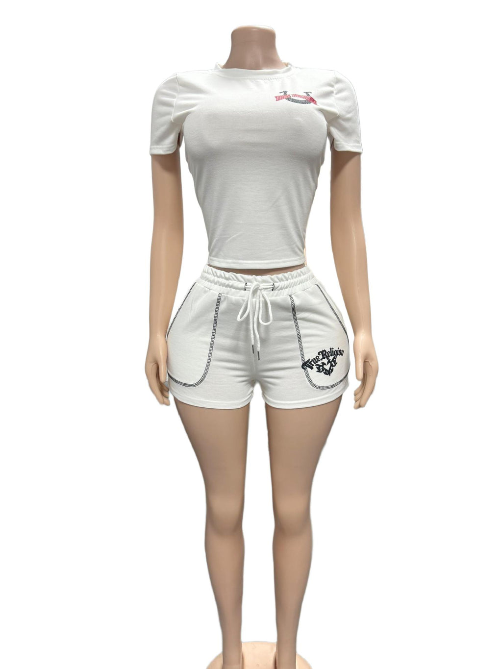 True Religion Horseshoe Graphic Print Tee Shorts 2 Piece Set