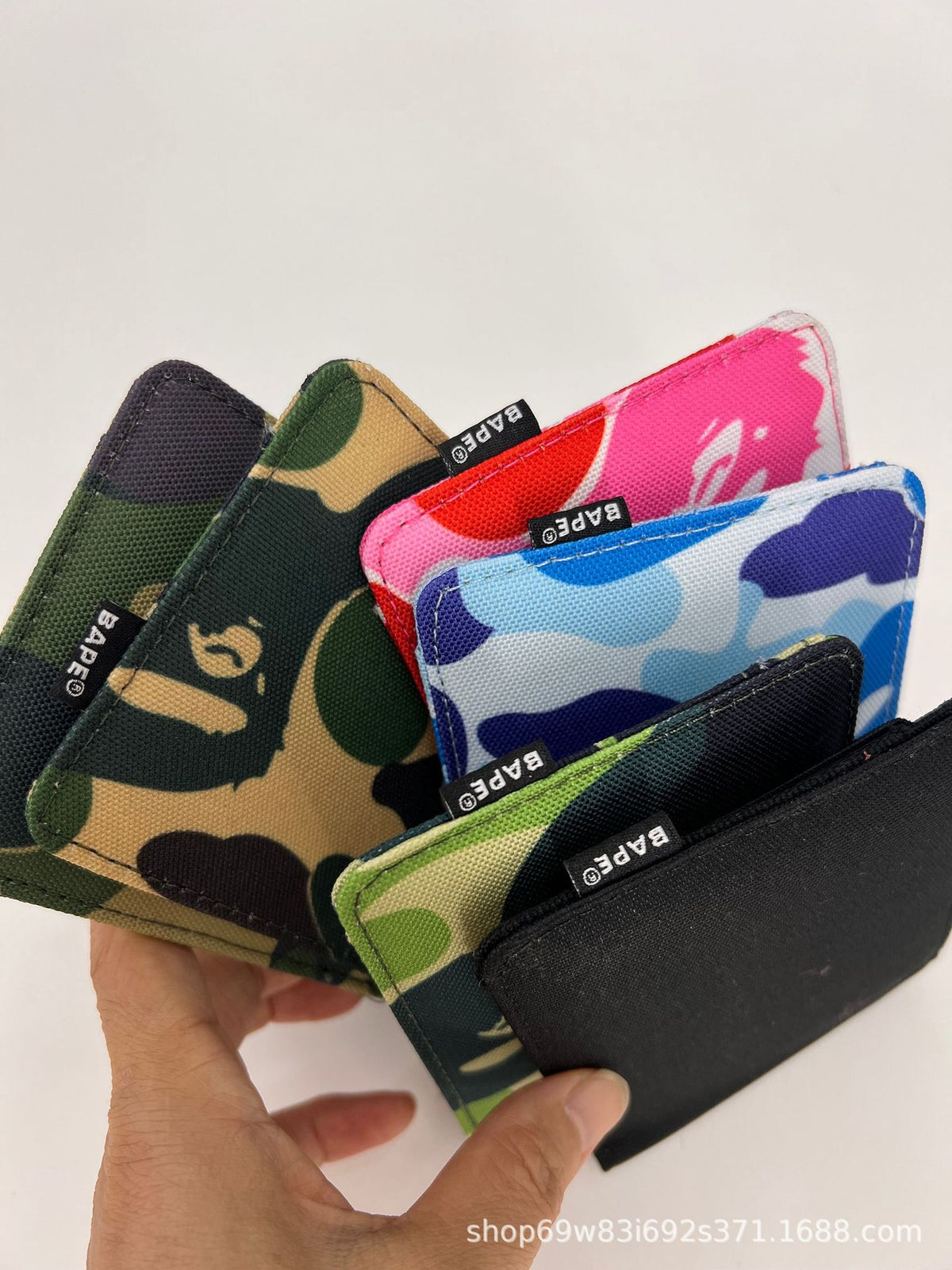 BAPE Camo Ape Head Bifold Wallet Mini Multi Color Canvas Card Holder