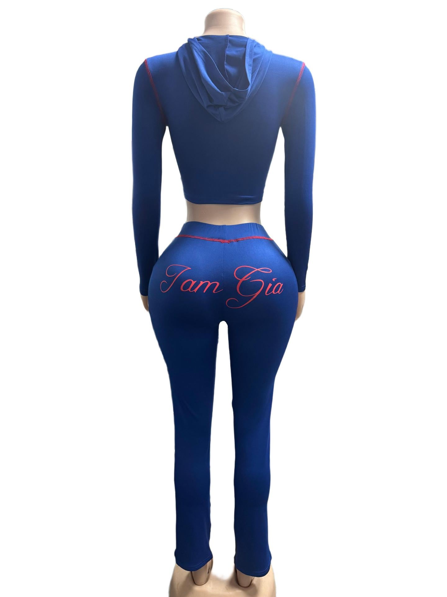 I.AM.GIA Contrast Trim Zip Hoodie Pants 2 Piece Set Women