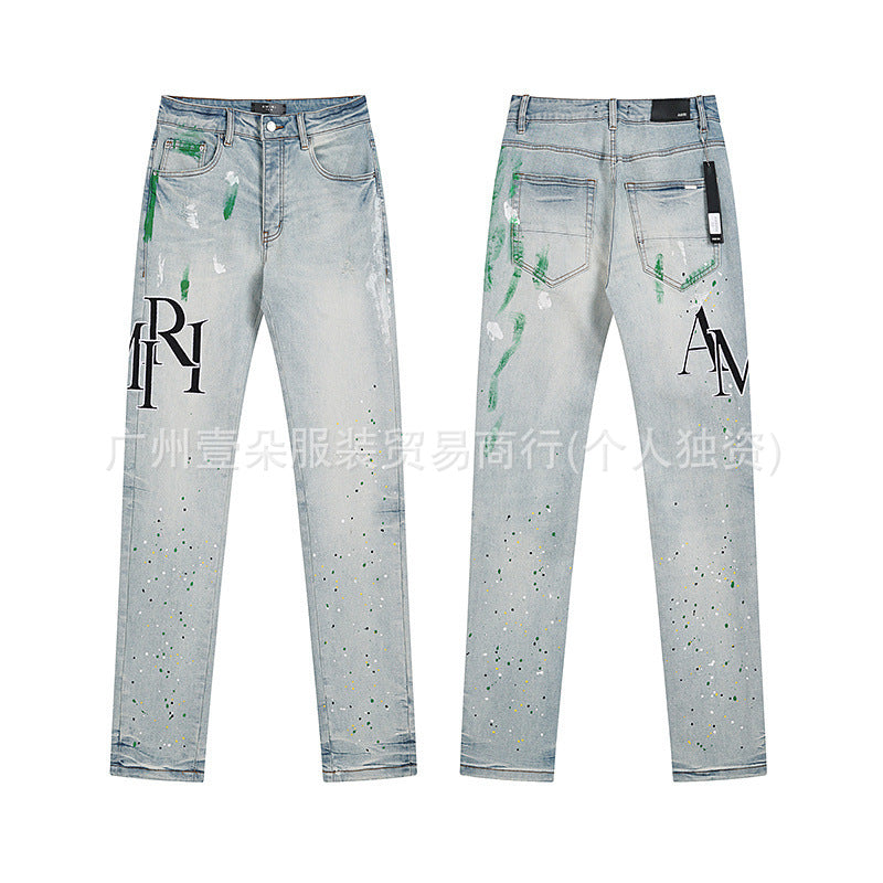 Amiri Jeans Washed Distressed Straight‑Leg Loose Unisex