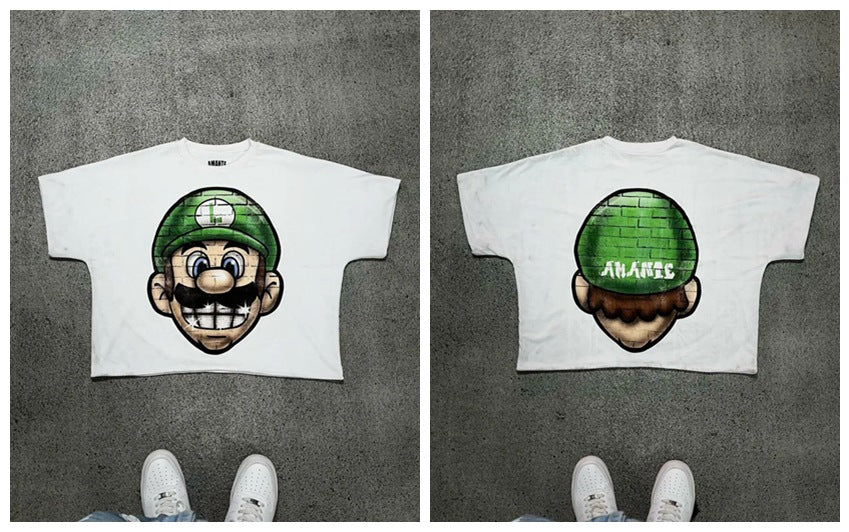 Y2K Cartoon- & Anime-Grafik Unisex Oversized Streetwear Baumwoll-T-Shirt