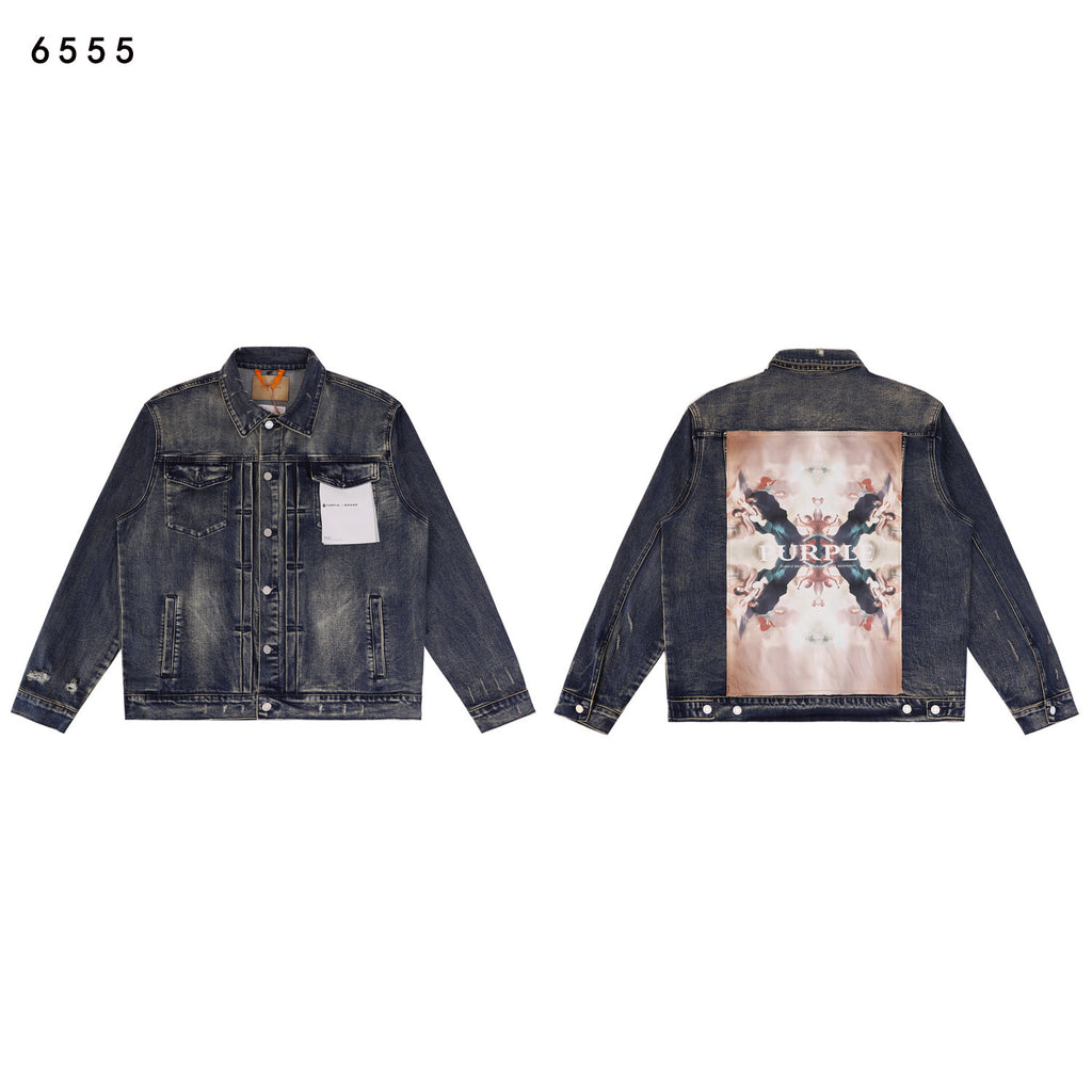 Purple Brand Bandana Print Trucker Denim Jacket Unisex