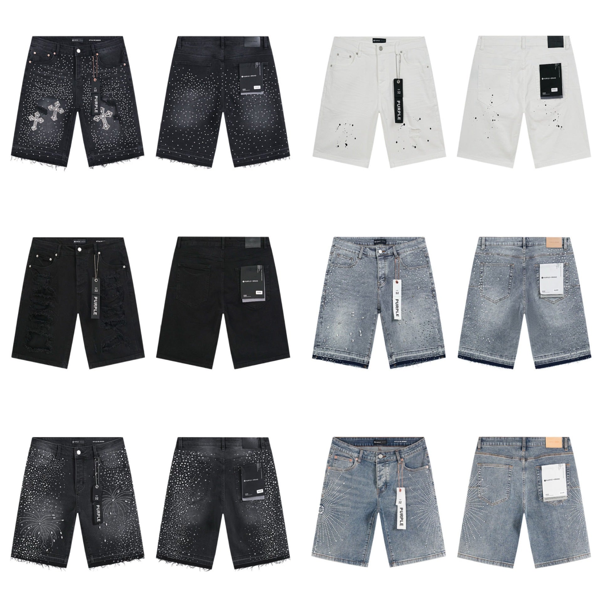 Purple Brand Distressed Loose Fit Denim Shorts Unisex
